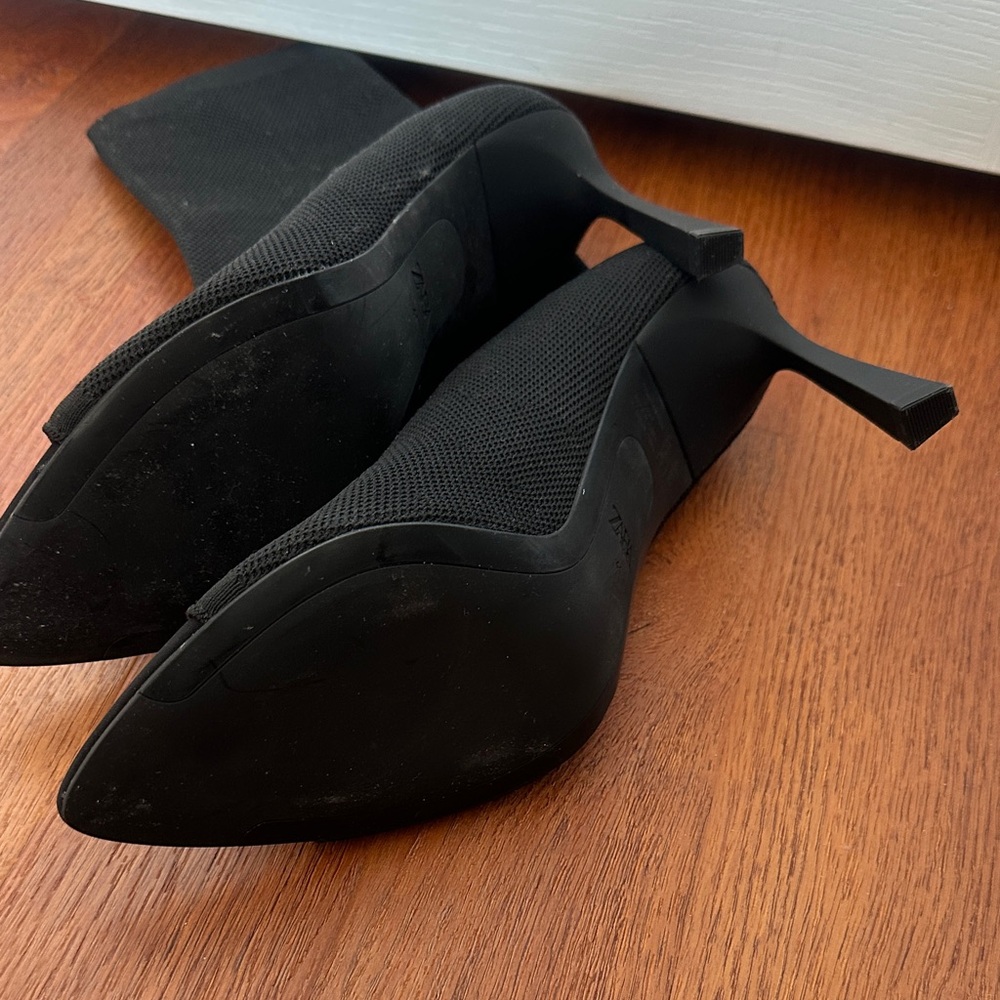 Zara Black Heeled Open Toe Boots - Picture 4 of 6